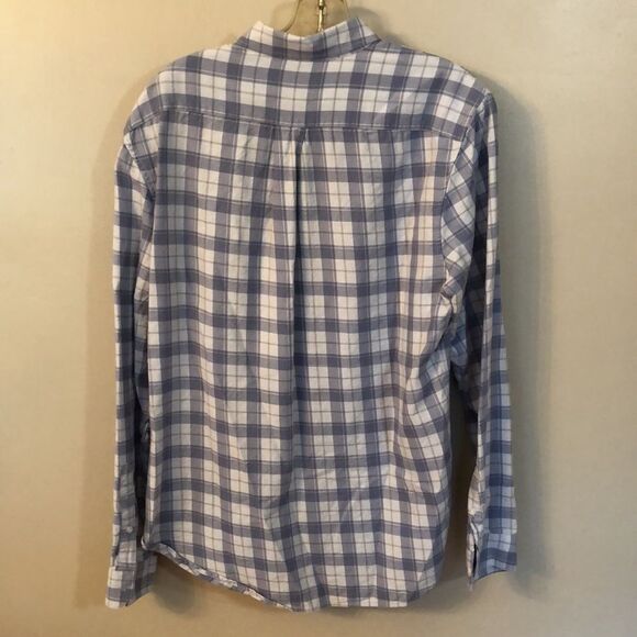 VINCE MEDIUM CLASSIC FIT BLUE PLAID BUTTON UP COTTON LYOCELL SHIRT - Picture 5 of 7